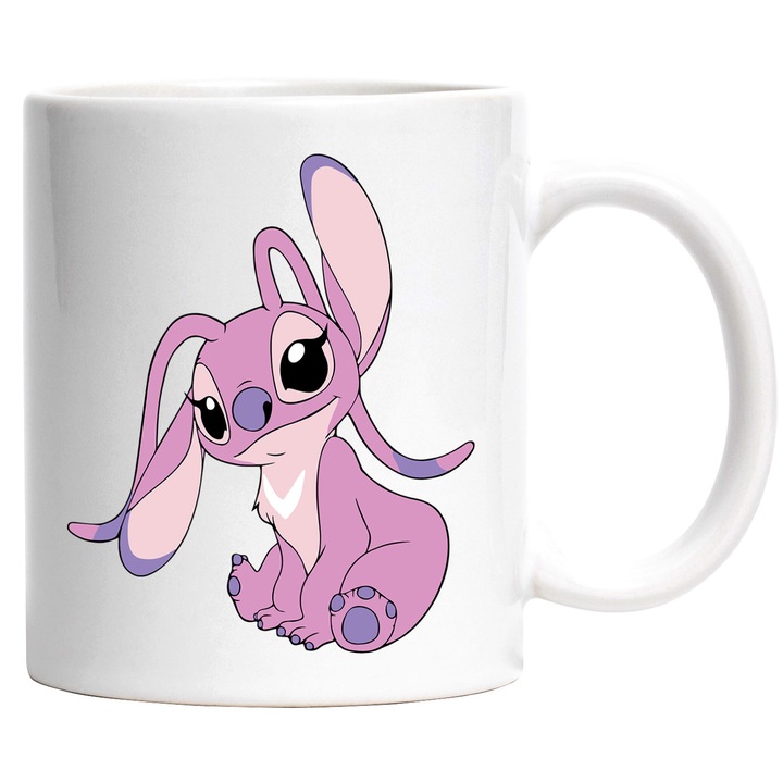 Cana Cu Stitch – Zambetul Aventurii Curajoase Pixel Vesel – Aventura, Copii si Distractie, Ceramica, 330ML, Cu Maner si Interior Alb