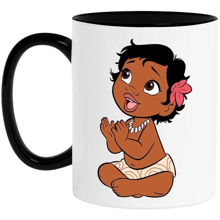 Cana Cu Moana – Stele si Valuri Pixelate – Prietenie, Emotie si Aventura, Ceramica, 330ML, Cu Maner si Interior Negru