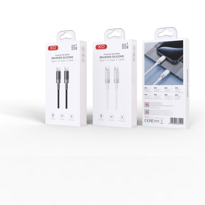 Cablu de date USB-C - USB-C 1,0m 60W, alb