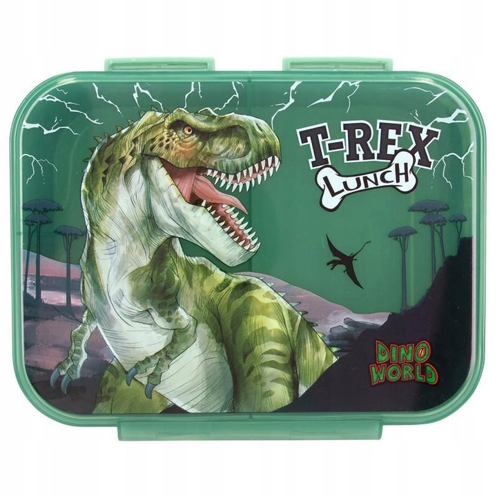 Кутия за обяд Dino World REFLECTOR, пластмаса, зелена, 1L, 17.2x14.2x5.7см