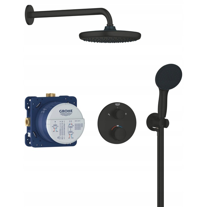 Комплект душ Grohe Precision, матово черен, с термостат, 250 см