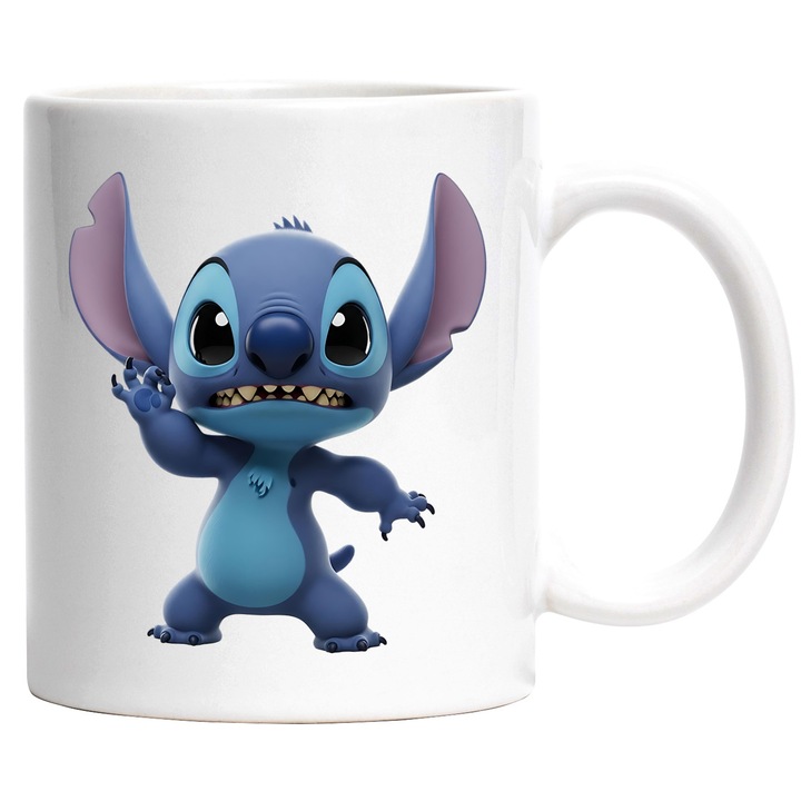 Cana Cu Stitch – Stele Dansatoare Pixel Curajoase Vesel – Aventura, Copii si Magie, Ceramica, 330ML, Cu Maner si Interior Alb