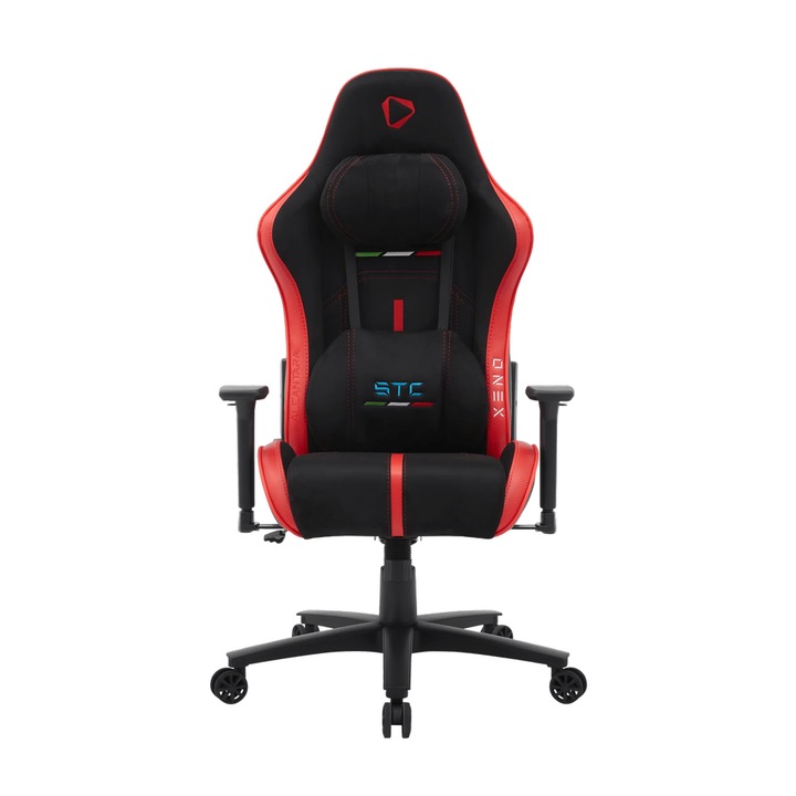 Scaun Gaming ONEX STC Alcantara L, Max 125 kg, Cadru metalic, PVC Negru/Rosu