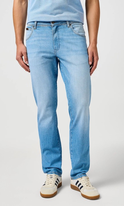 Blugi barbati Wrangler Texas Slate, bumbac/poliester/elastan, albastru deschis