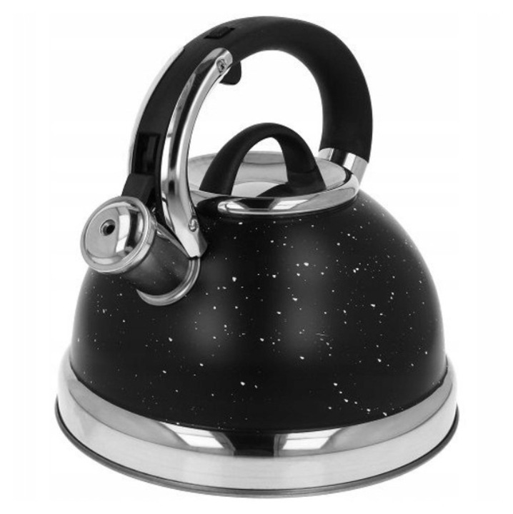 Ceainic inox 3L, Brunbeste, gri marmorat, cu fluier, maner ergonomic