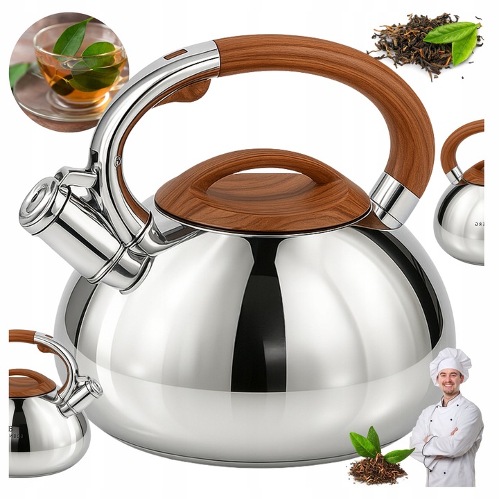 Ceainic traditional Brunbeste, inox 2.2L, negru mat, pentru plita cu inductie