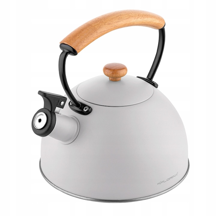 Ceainic Odelo inoxidabil alb-auriu 3L, design elegant, fluier rabatabil, maner rezistent la caldura