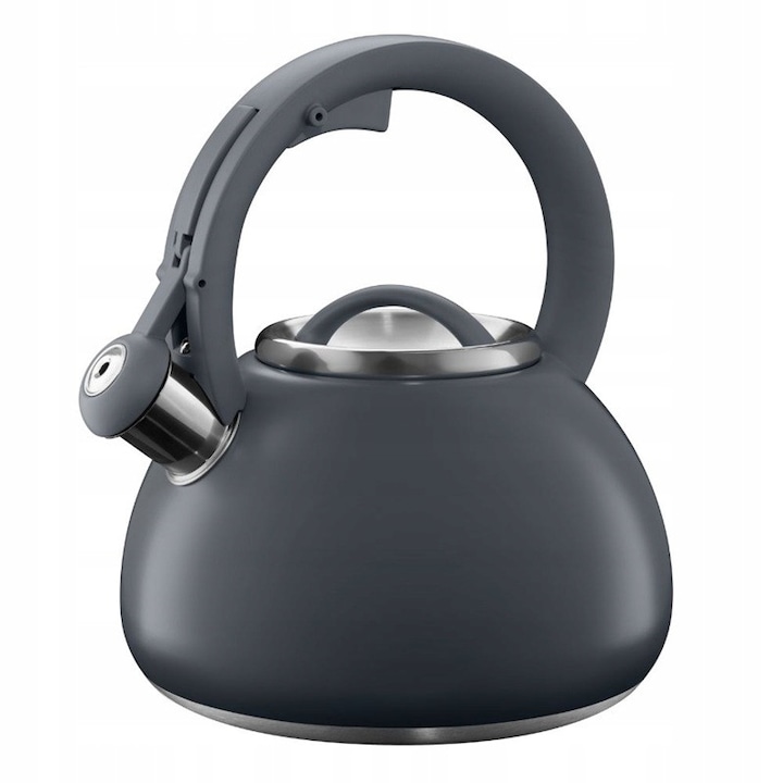 Ceainic Galicja din otel inoxidabil 2.7L, bej mat, cu fluier, pentru plite cu inductie
