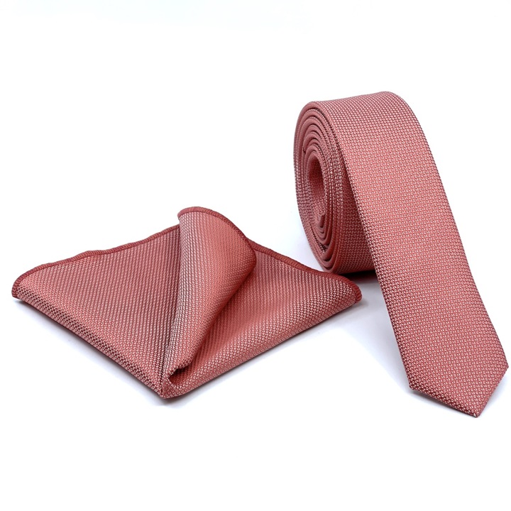 Cravata si batista barbati Legend, 4.5 cm, roz