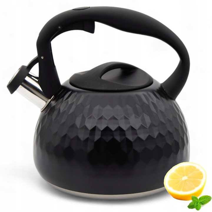 Ceainic Brunbeste 2.5L cu Fluier, Marmura Neagră, Inox, 19x23cm