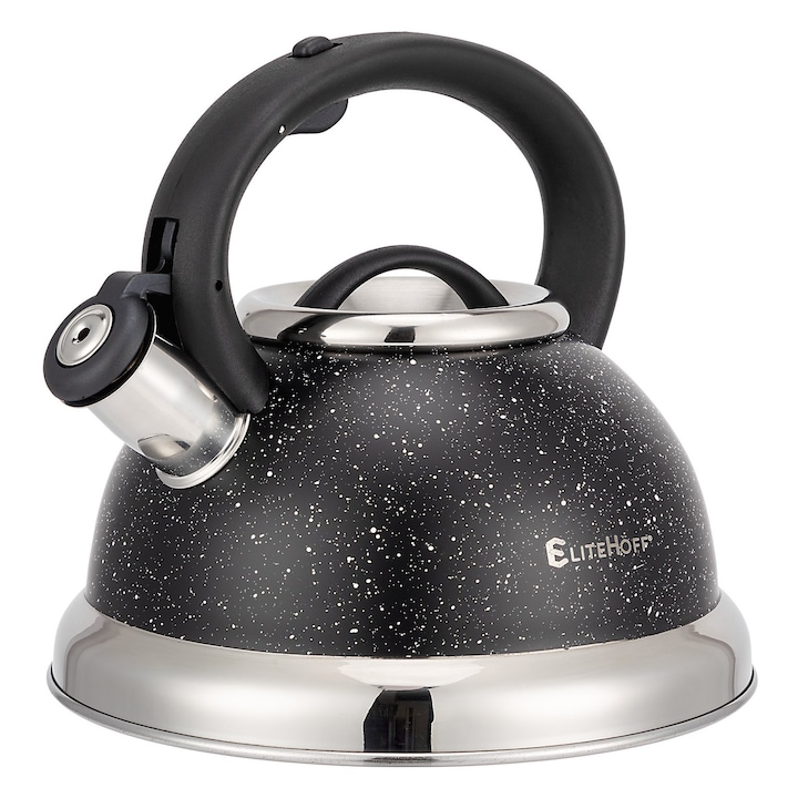 Ceainic Brunbeste inox 3L, negru marmorat, cu supapă, pentru plite inducție