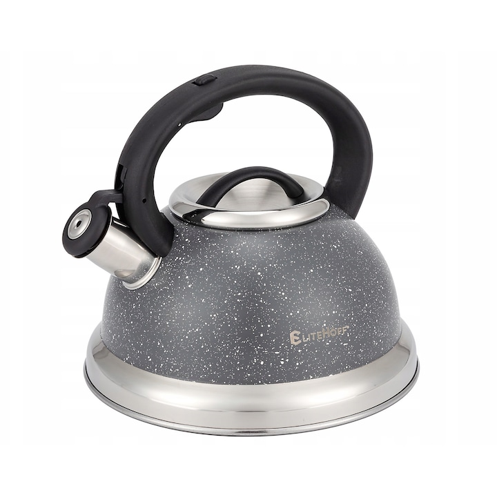 Ceainic tradițional inox 2.5L cu fluier, maner ergonomic, multicolor