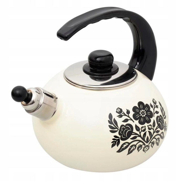 Ceainic emailat Odelo, 2.2L, flori negre, inductie, gaz