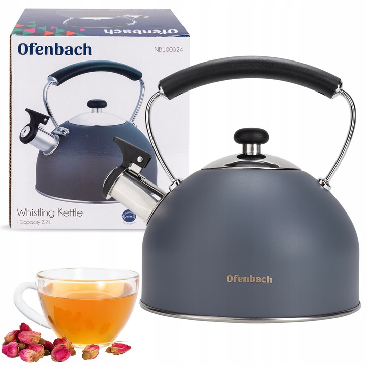 Ceainic Clasic Inox 2.2L, Gaz/Inductie, Cu Fluier, Maner Ergonomic