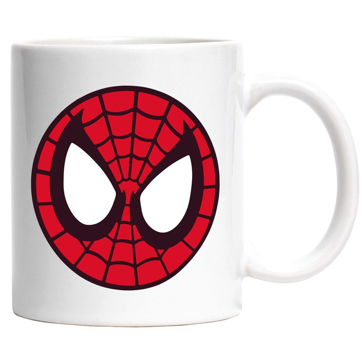 Cana Cu Spiderman Joaca si Curaj, Aventura si Prietenie Luminoasa, Magie si Speranta, Ceramica, 330ML, Cu Maner si Interior Alb