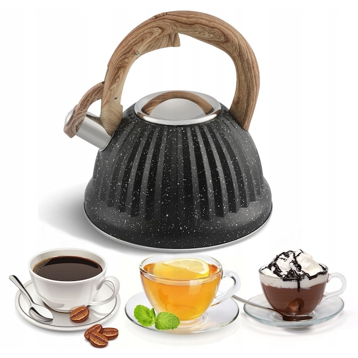 Cana fierbinte Elitehoff 3L, otel inoxidabil, marmura neagra, design modern