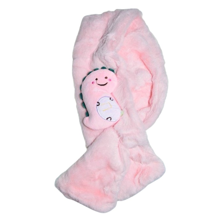 Fular pufos, pentru fete, Mini Junior F1711R, Roz