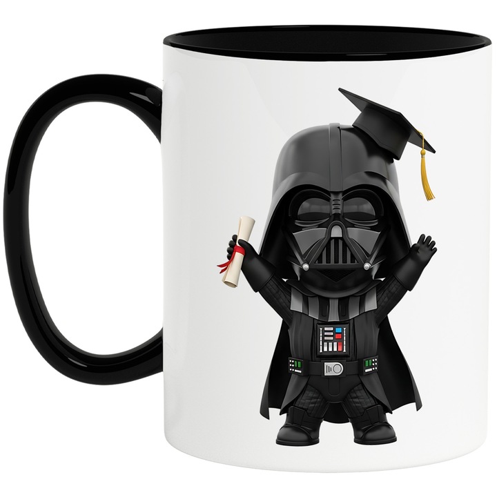 Cana Cu Star Wars – Salturi Vesel Pe Orbite Pixel – Prietenie, Emotie si Curaj, Ceramica, 330ML, Cu Maner si Interior Negru