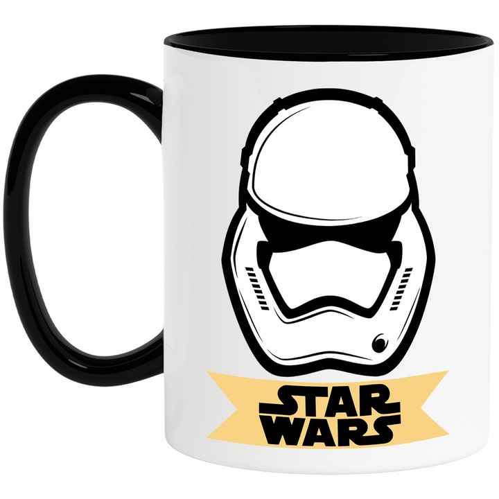 Cana Cu Star Wars – Salturi Curajoase Pe Nave Pixelate – Prietenie, Emotie si Curaj, Ceramica, 330ML, Cu Maner si Interior Negru