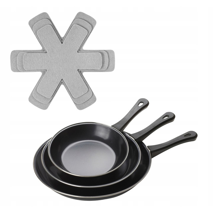 Органайзер за кухня, комплект от 3 разделителя за защита на тигани и тенджери, полиестер, размери 38x33x27см, многоцветен