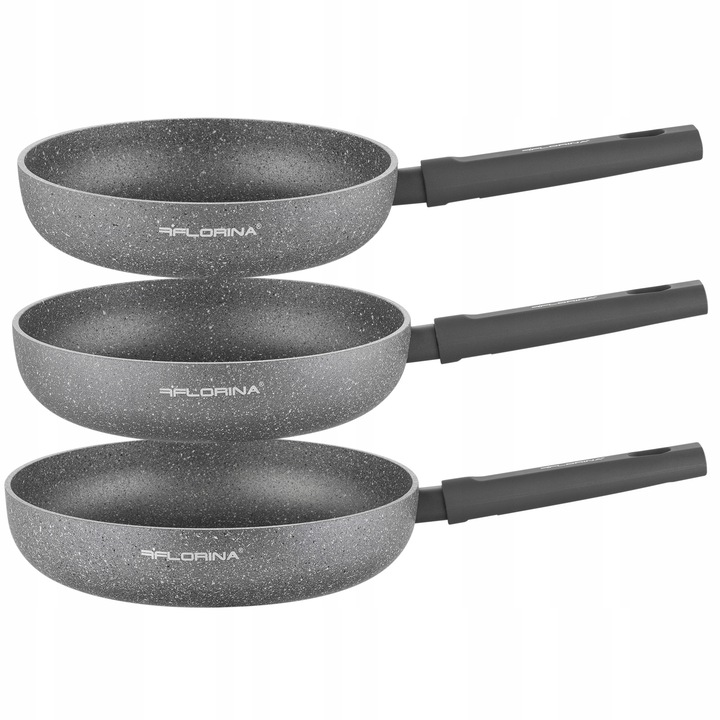 Комплект от 3 тигана Florina Lava Stone, 24x26x28см, незалепващо покритие, сив