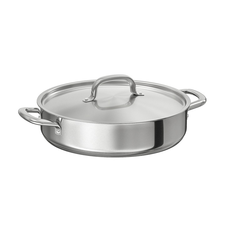 Tigaie Saute IKEA 365+, inox, 28 cm, utilizabila pe toate plitele, cu capac inclus