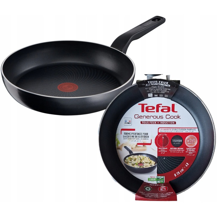 Тиган Tefal Generous Cook, 28см, Titanium, Индукция, Фурна
