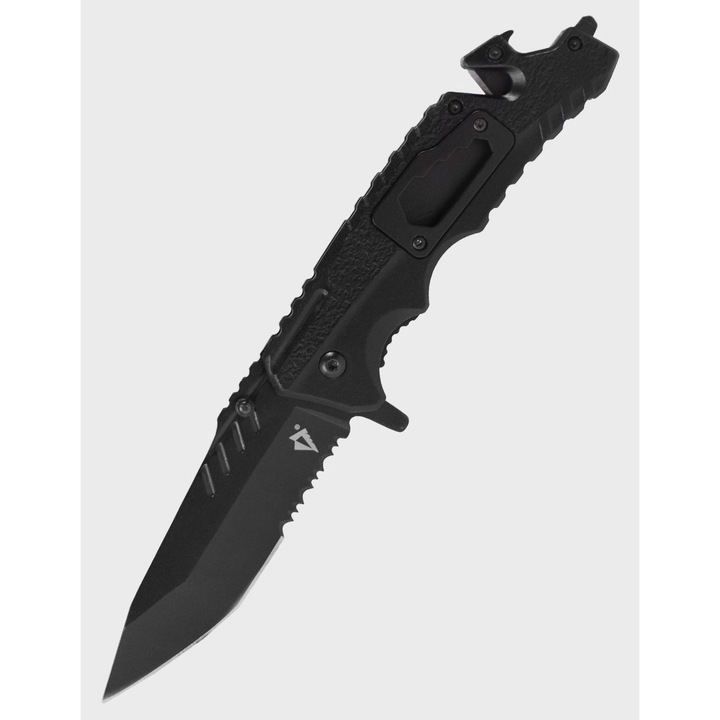 Cutit Pliabil Edc, Dominator Urban Combat, H-K2010695, Lama Otel Inoxidabil 3Cr13, Lama Tip Combo - Partial Zimtata, Maner Placi Din Aluminiu, Blocare Liner Lock, Negru