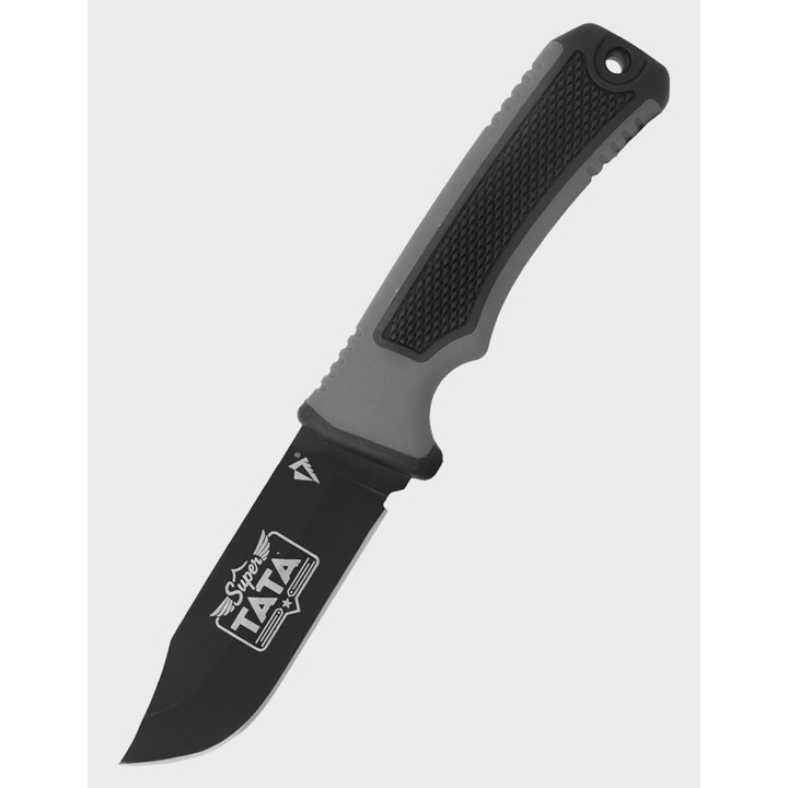 Cutit Tactic Cu Husa Si Gravura, Dominator Urban Combat, Gr2-37Super, Lama Otel Inoxidabil 440 Cu Finisaj Negru Anti-Reflex, Maner Polimer, Teaca Polimer, Forma Clip Point, Negru/Gri