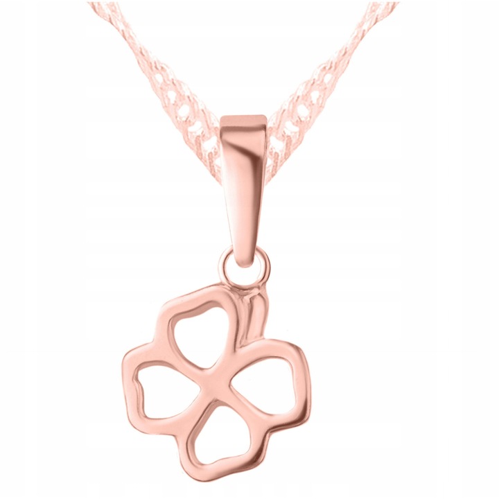 Colier, Larezo, Roz, Fabricat Din Argint Cu Titlul 925, Trifoi Cu Patru Foi, Ideal Pentru Cadou, Ambalaj Elegant Inclus. Calitate Superioara