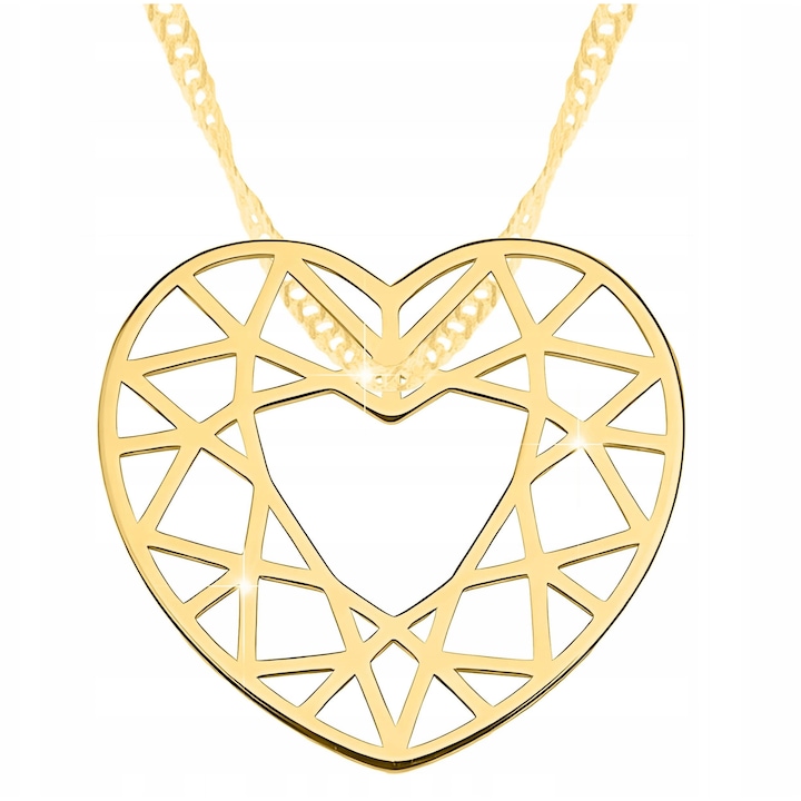 Colier Auriu Inima cu ARGINT 925, Larezo, Auriu, 42 CM