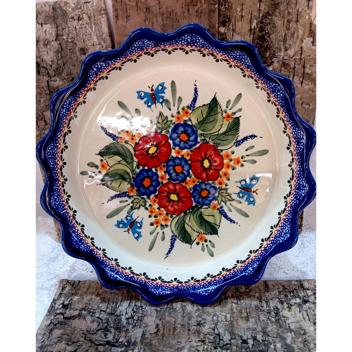 Bol Bolesławiec, ceramică, 24.8cm, design floral, 900ml