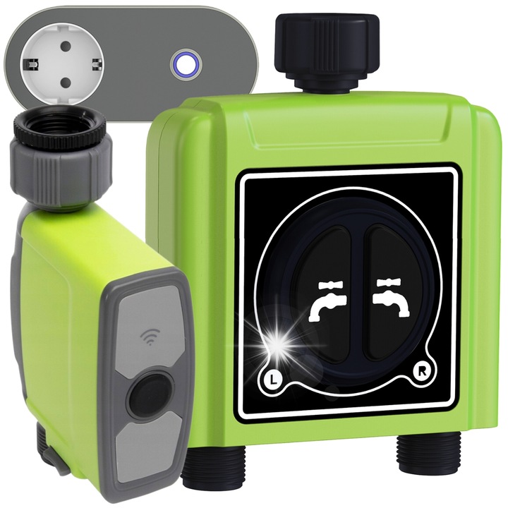 Комплект система за напояване Smart Garden, Wesmartify, 2 канала, Wi-Fi, IP54, 200x200x65mm