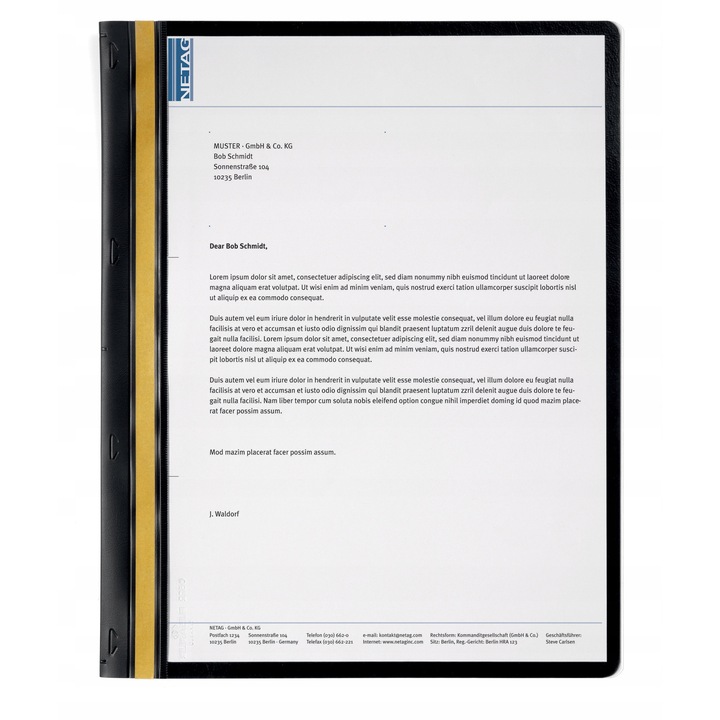 Dosar A4 Durable, capacitate 30 pagini, copertă transparentă, negru