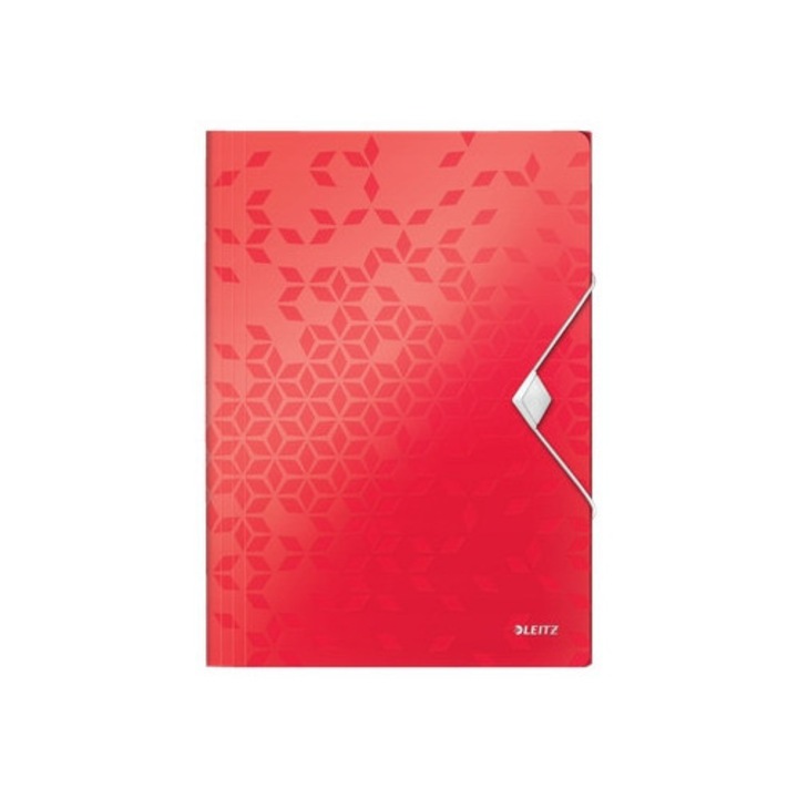 Dosar PP Leitz Wow A4, 15mm, roșu, cu elastic
