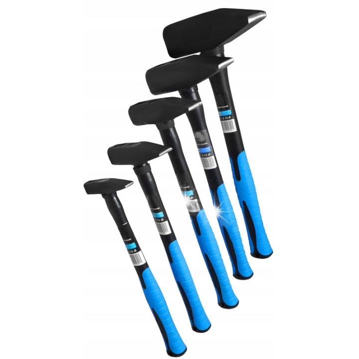 Set de ciocane Fiberglass 5 piese Kraft&Dele, 2000g, 1000g, 500g, 300g, 100g, multicolor