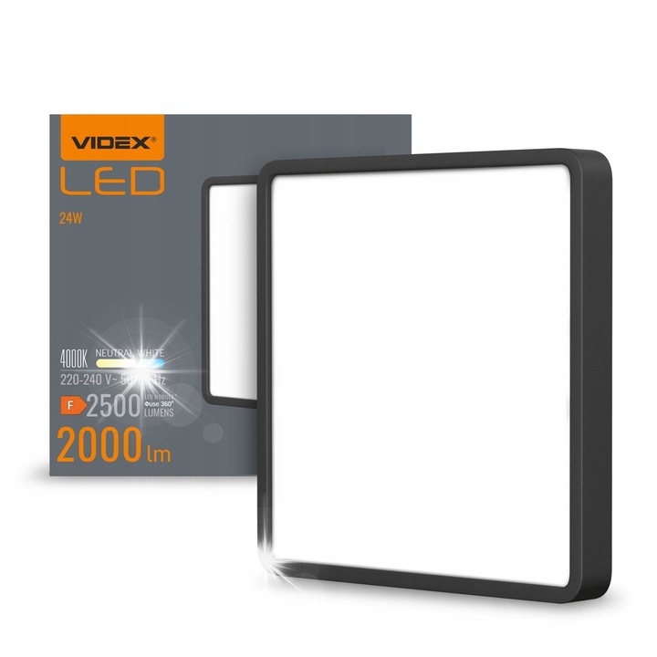 Videx 24W LED mennyezeti lámpa, 170°-os sugárzási szög, 264x264x29mm
