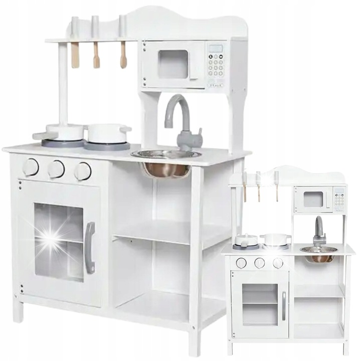 Bucatarie din lemn pentru copii, MINEXO, moderna, cu accesorii, 60x30x84,5cm, multicolor