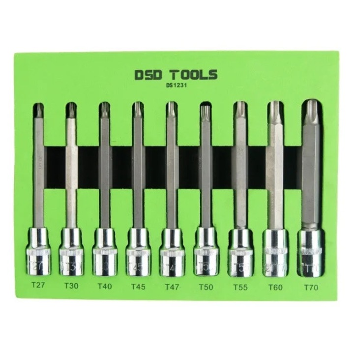 Set 9buc biti Torx 1/2", DSD Tools, lungime 140mm, dimensiuni variate