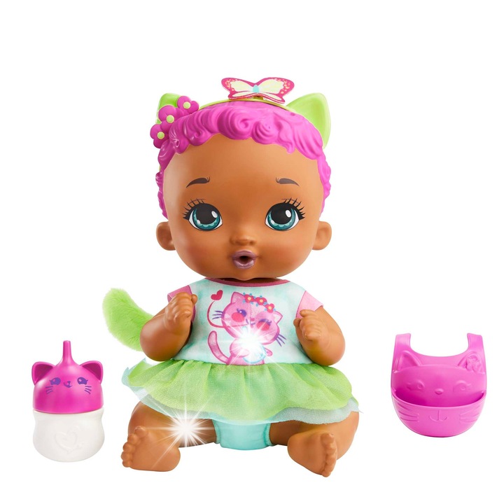 My Garden Baby babakészlet, Kotek modell, 30 cm, rózsaszín, etetési és pelenkázási funkciókkal