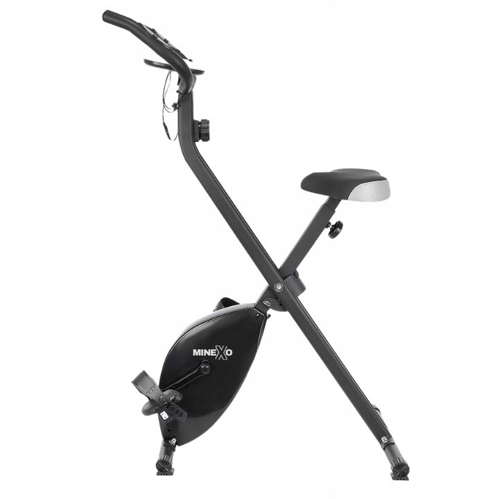 Магнитен велоергометър, Minexo, включен компютър, регулиране на интензивността, черен, 116x75x85см