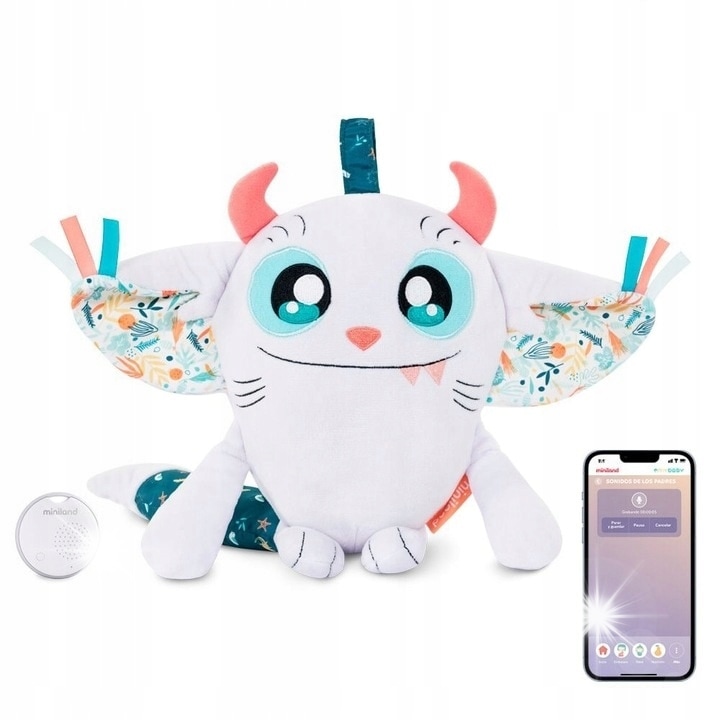 Jucarie de invatare a emotiilor Miniland - Buddy, mecanism luminos, nuante de albastru, 18m+