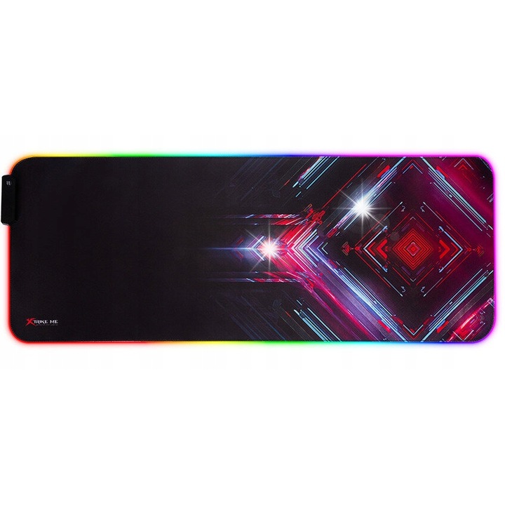 Mousepad XTRIKE ME MP-606, iluminare RGB, negru cu model, 300x800x3mm