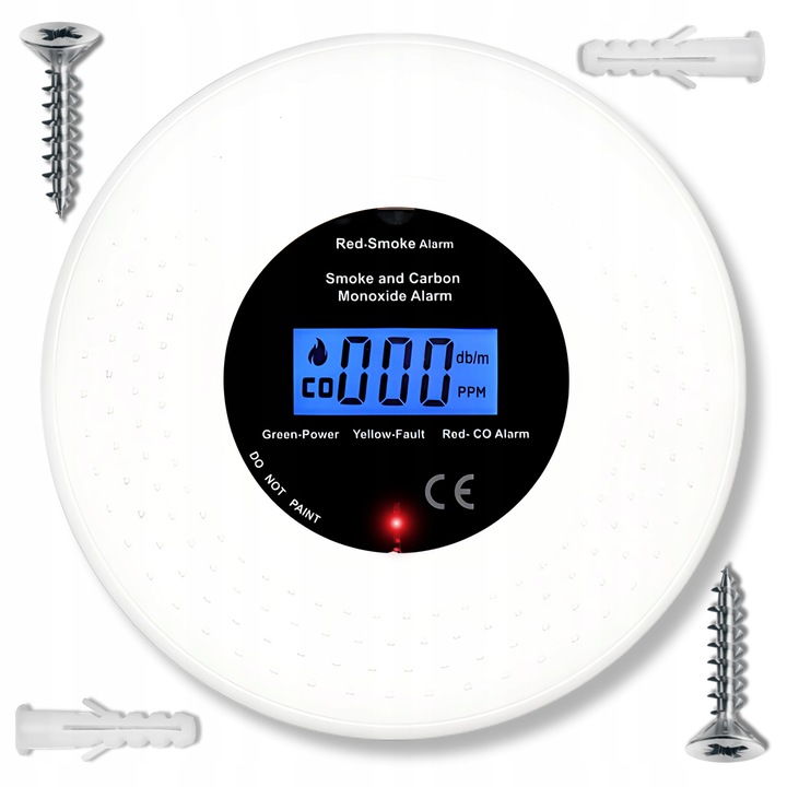 2 az 1-ben füst- és szén-monoxid érzékelő JKD-513COM, 85dB riasztás, elemes tápellátás, falra/mennyezetre szerelhető