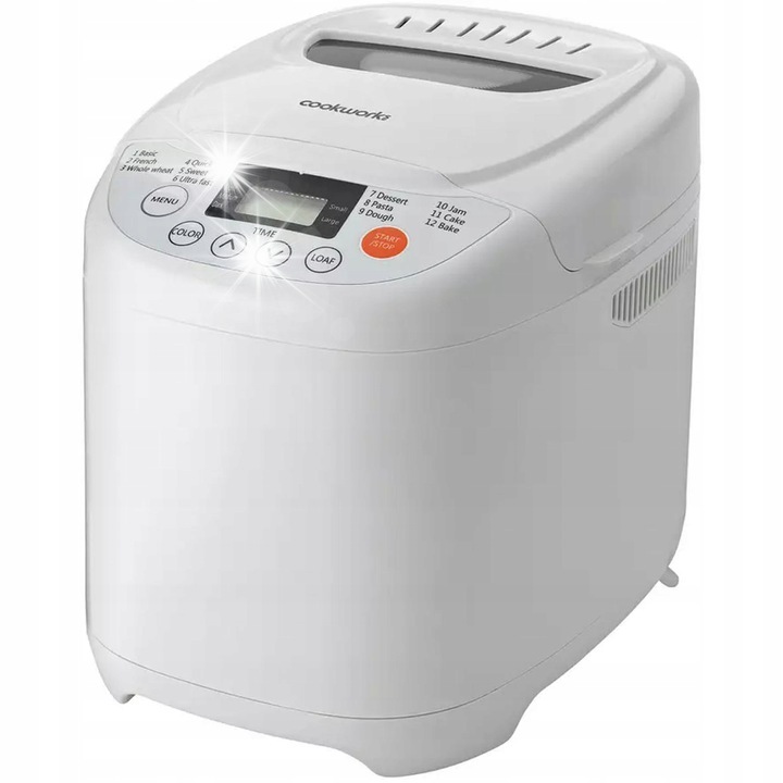 Russell Hobbs kenyérsütő gép, 13 program, 3 héjbeállítás, 2lb, fehér