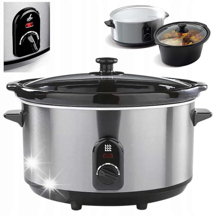 Multicooker Lakeland 6L, 290W, 3 setari de temperatura, argintiu, 28x26x37cm