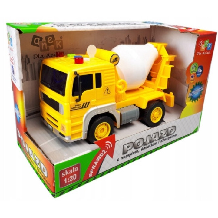 Играчка бетонобъркачка, Anek, със светлини и звуци, 17x8x9см