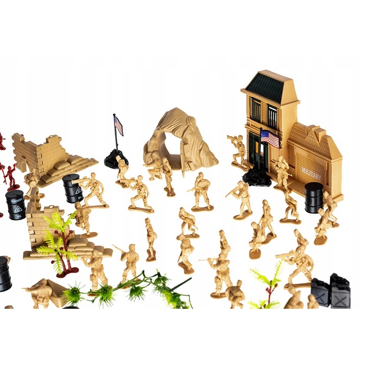 Set figurine militare XXL, 300 elemente, cu etui, multicolor, 32x12x27cm