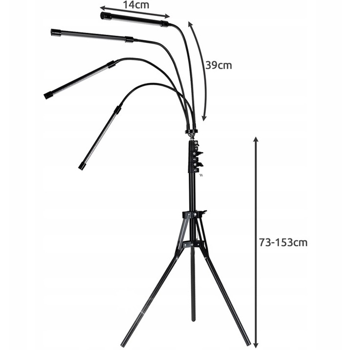Lampa LED pentru cresterea plantelor, Gardlov, set 4 panouri, rosu si albastru, timer 4/8/12h, inaltime ajustabila 73-153cm