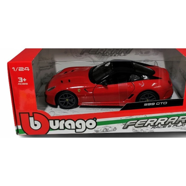 Masinuta de colectie, Bburago Ferrari 599 GTO, rosu, scara 1:24, metal si plastic